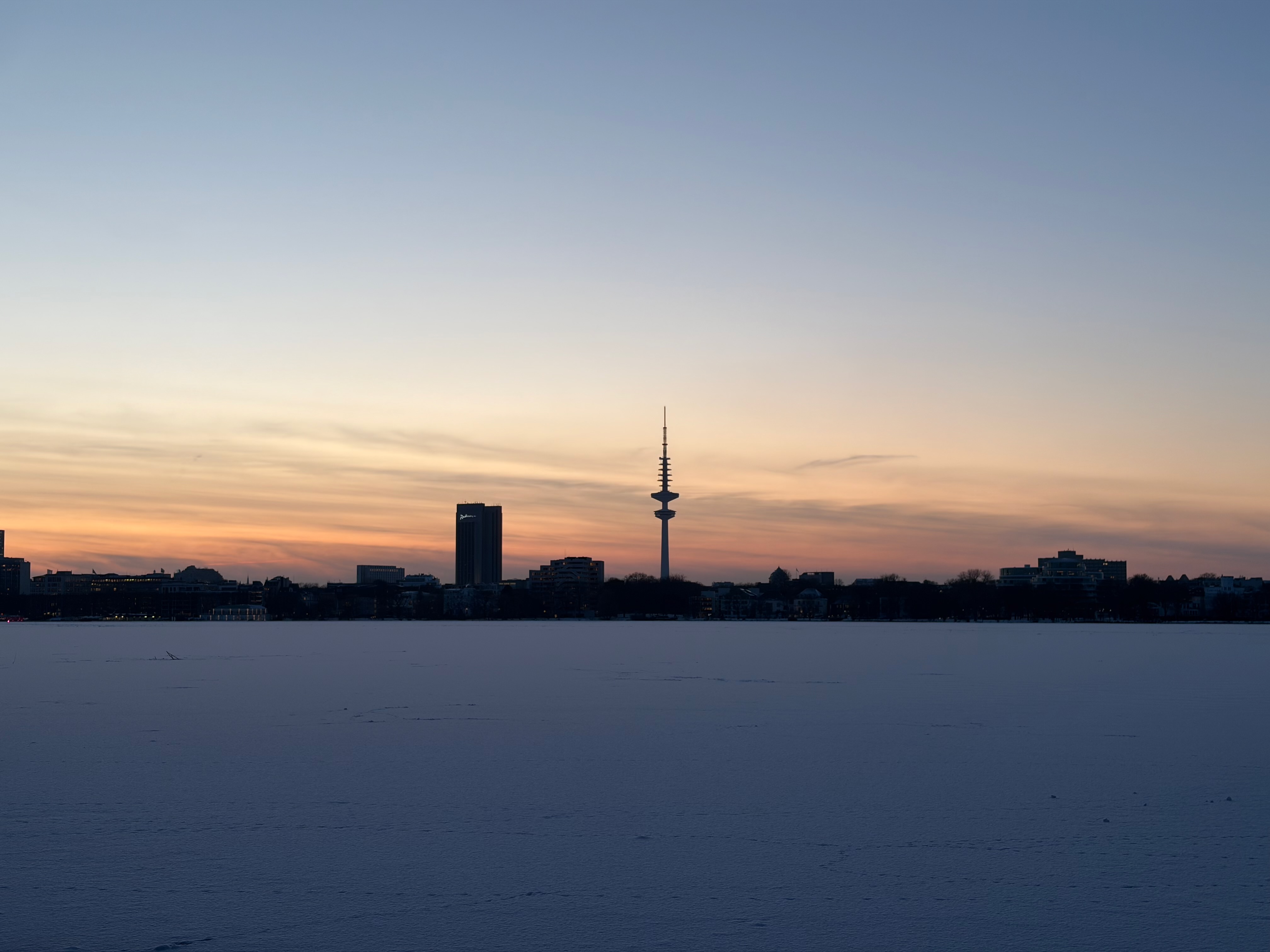 Hamburg Alster at dusk